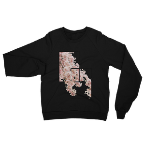 Black Blossom Squares Fleece Sweatshirt | Cherry Blossoms